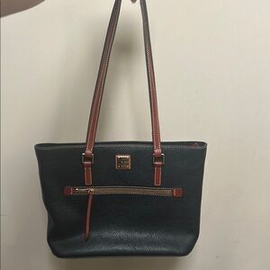 Dooney & Bourke Black and Brown Tote with Leather Accents
